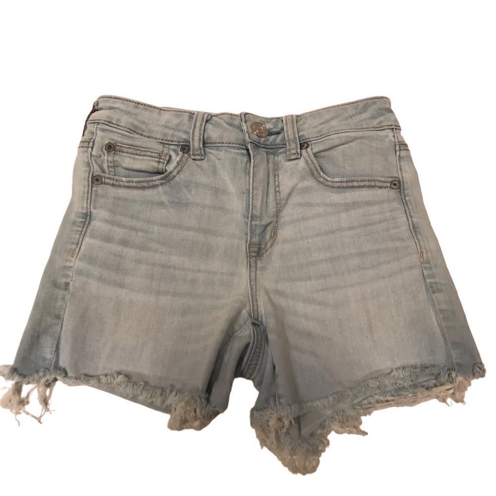 American Eagle Outfitters high-rise Shortie lightwash cutoff denim jean shorts 4